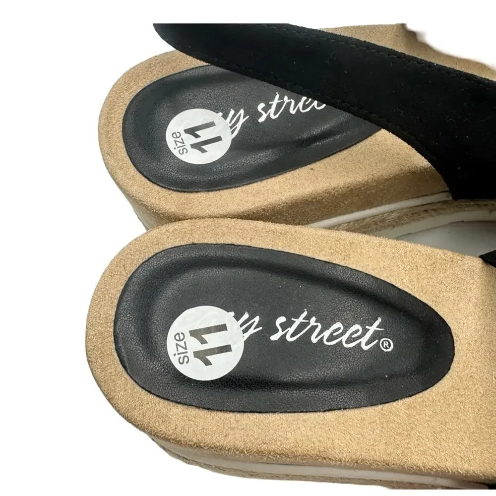 NEW - EASY STREET women's comfy wedges platform man made upper - SIZE 11